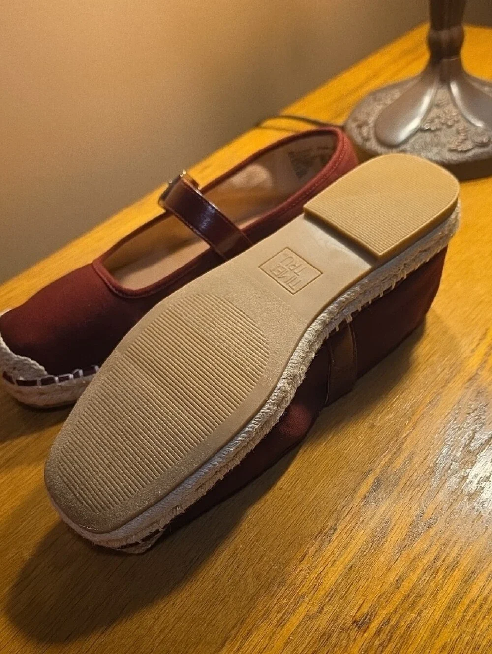 Time and Tru Burgundy Mary Jane Espadrille Flats